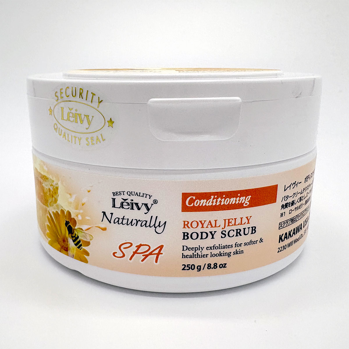 Lěivy Royal Jelly Body Scrub, Exfoliates & Nourishes for Dry Skin, Helps Reduce Chicken Skin Bumps, Deep Cleansing, 8.8 oz / 250g