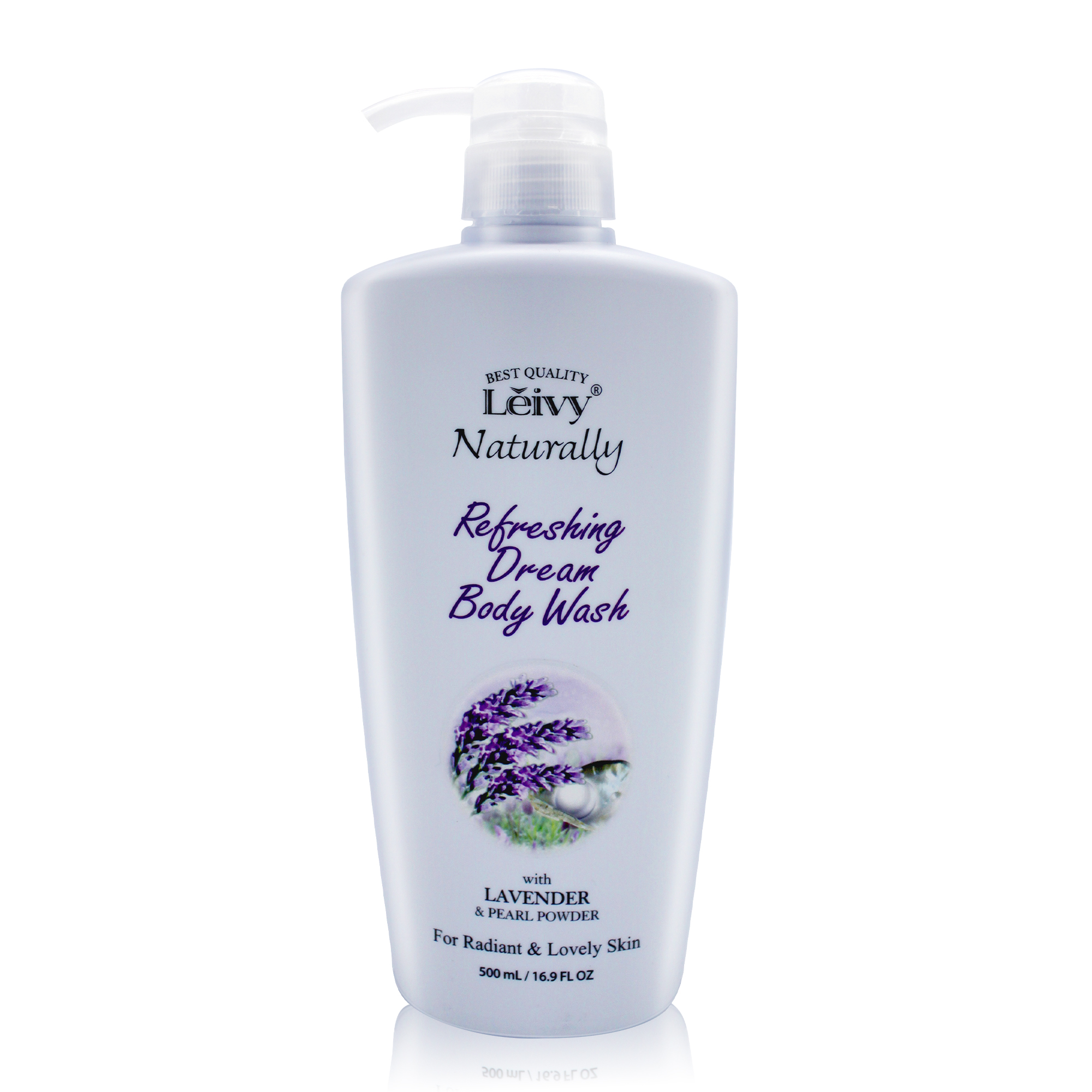 Lěivy Lavender Body Wash Deep Moisturizing, Hydrating Shower Gel, with Vitamin E & Pearl Powder, 16.9 Fl oz Bottle / 500ML