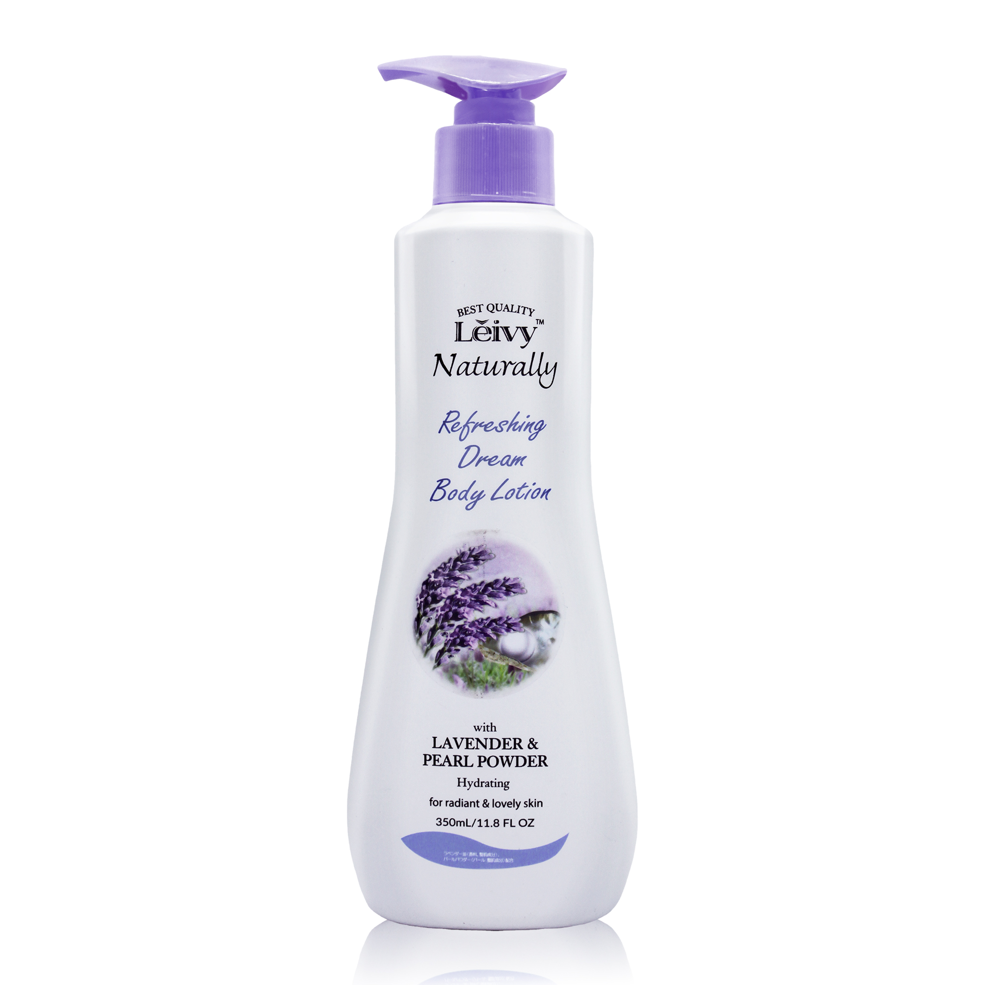 Lěivy Lavender Body Lotion, Deeply Moisture, Lightweight & Non-Greasy, for All Skin Types with Pearl Powder & Vitamins E, 11.8 fl oz / 350 ML
