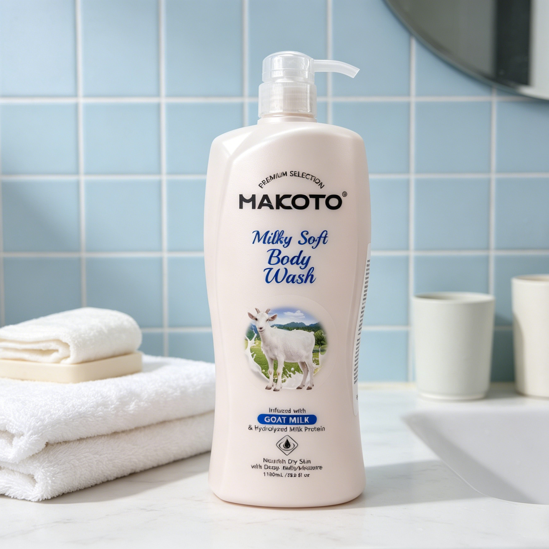 MAKOTO Goat Milk Body Wash | Moisturizing & Smoothing for Dry Skin 1150ml