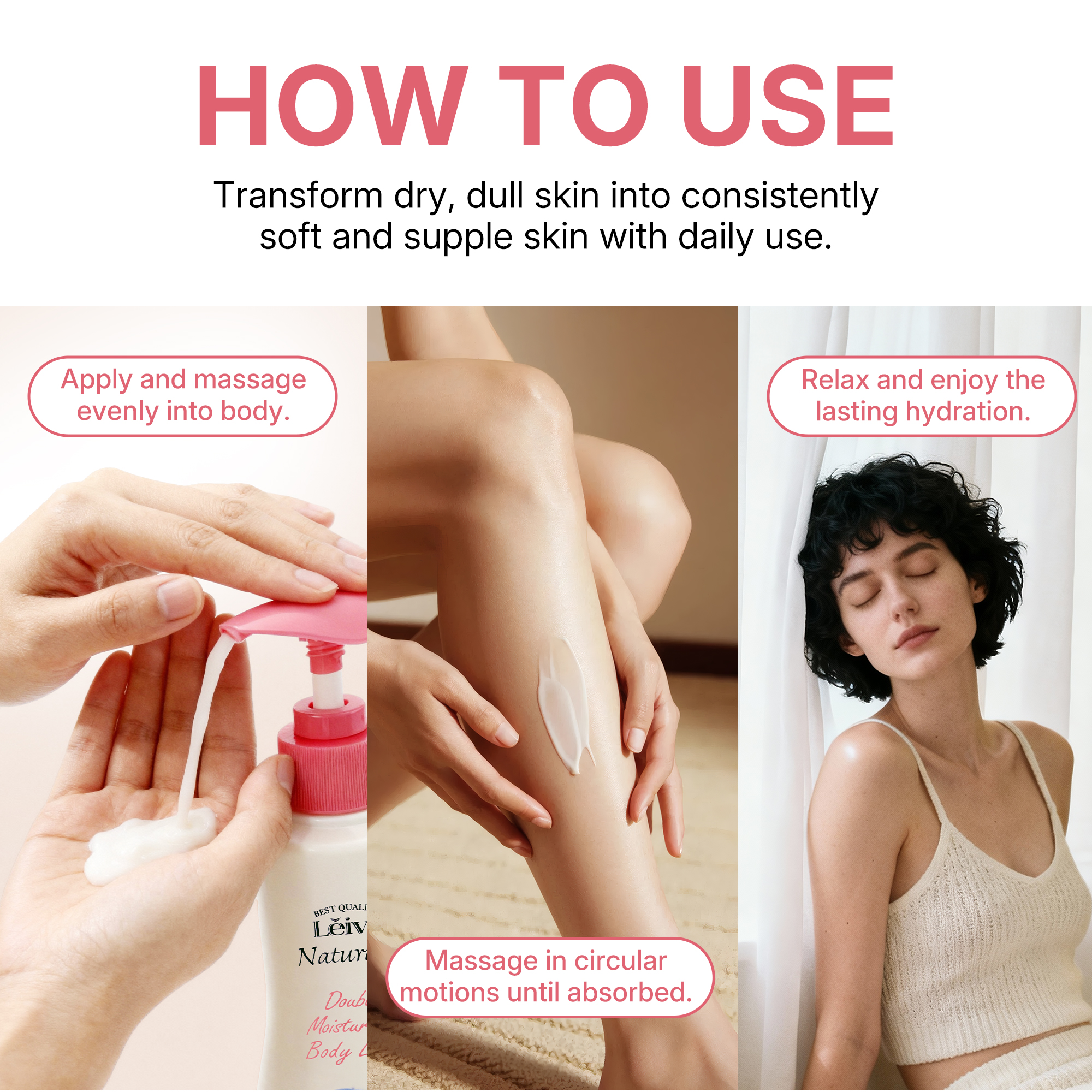 Lěivy Goat Milk Body Lotion, Deeply Moisture, Lightweight & Non-Greasy, for All Skin Types with Vitamins E & Hydrolyzed Milk Protein, 11.8 fl oz / 350 mL