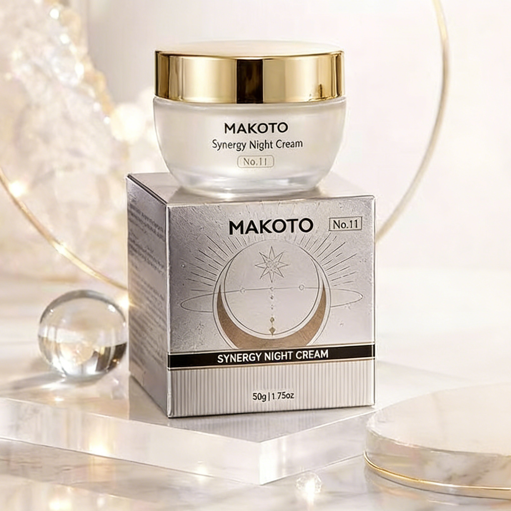 MAKOTO Synergy Night Cream, Revitalizing Firming, Deep Nourishing & Brightening, 50g/1.75oz