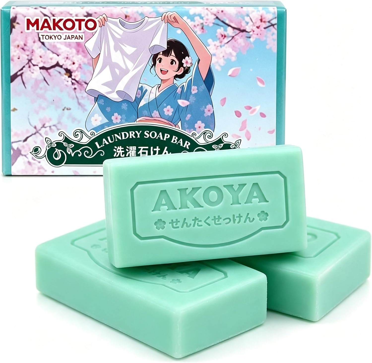 Makoto Laundry Soap Bar, Long-lasting Soap Bar, Laundry Bar Helps Remove Everyday Dirt & Grime, Fresh Scent, 7.05 oz / 200g