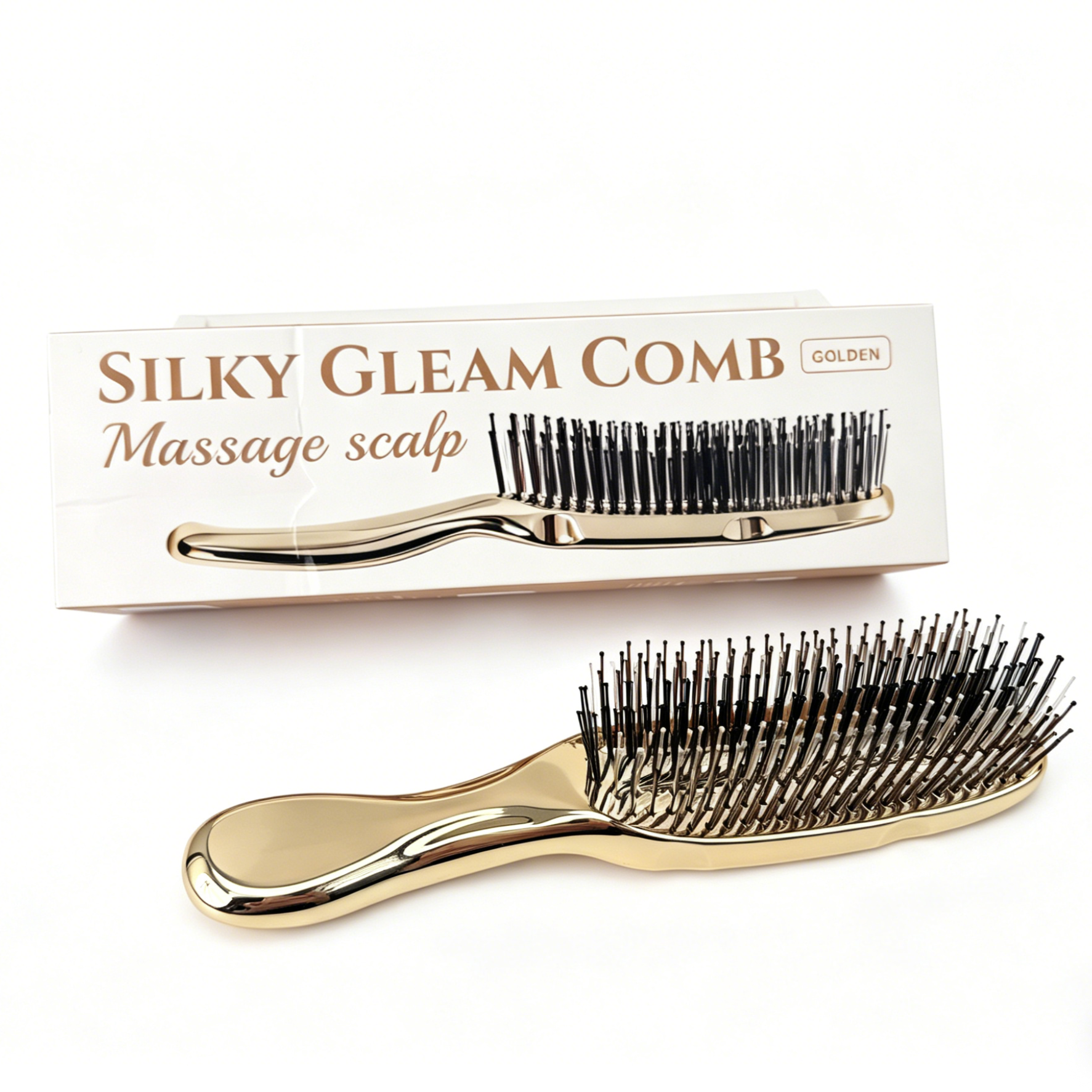 Silky Gleam Comb, Metallic Shiny Gold Finish, for Shampooing & Styling