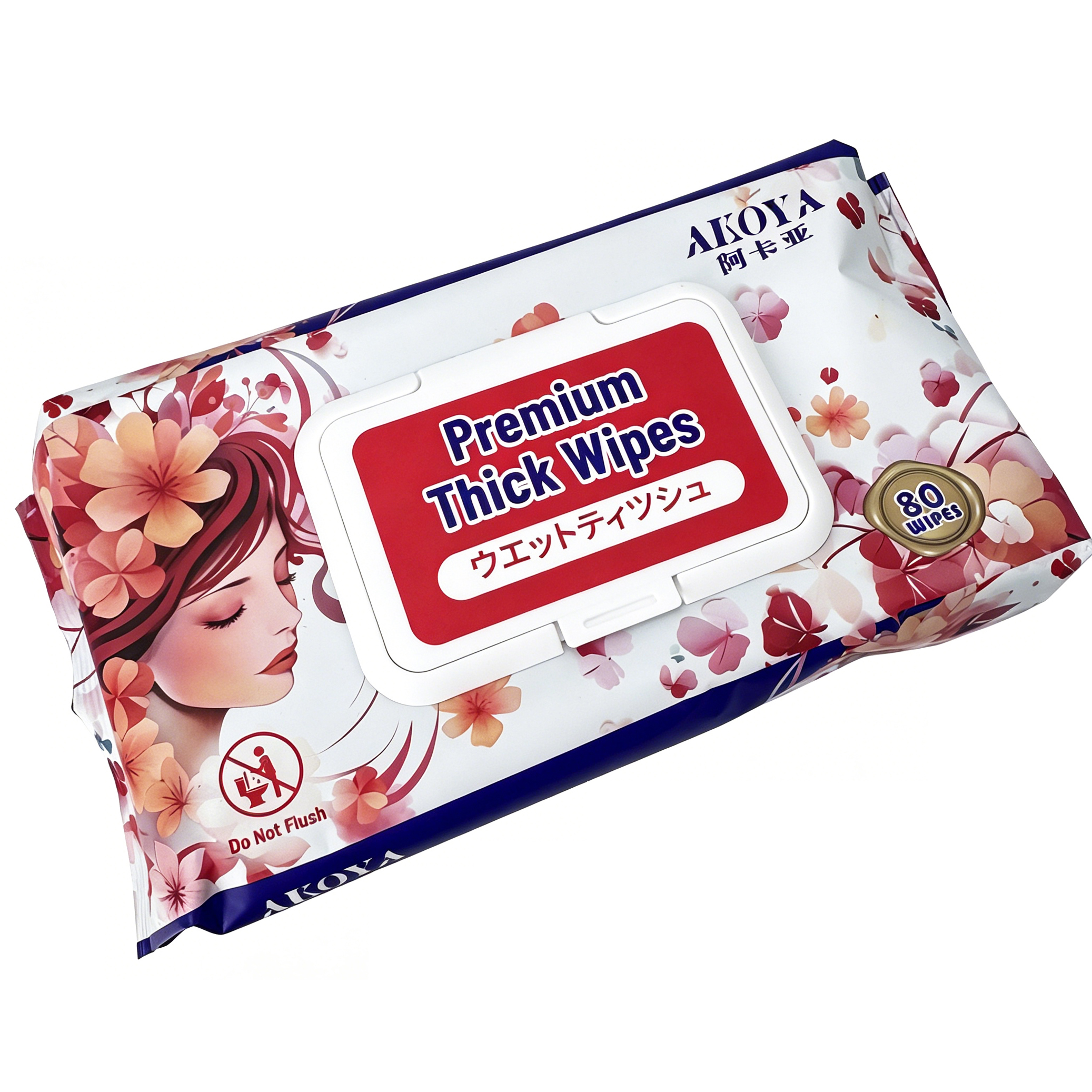AKOYA Premium Thick Wipes 80 Wipes, Multi-Purpose Cleansing