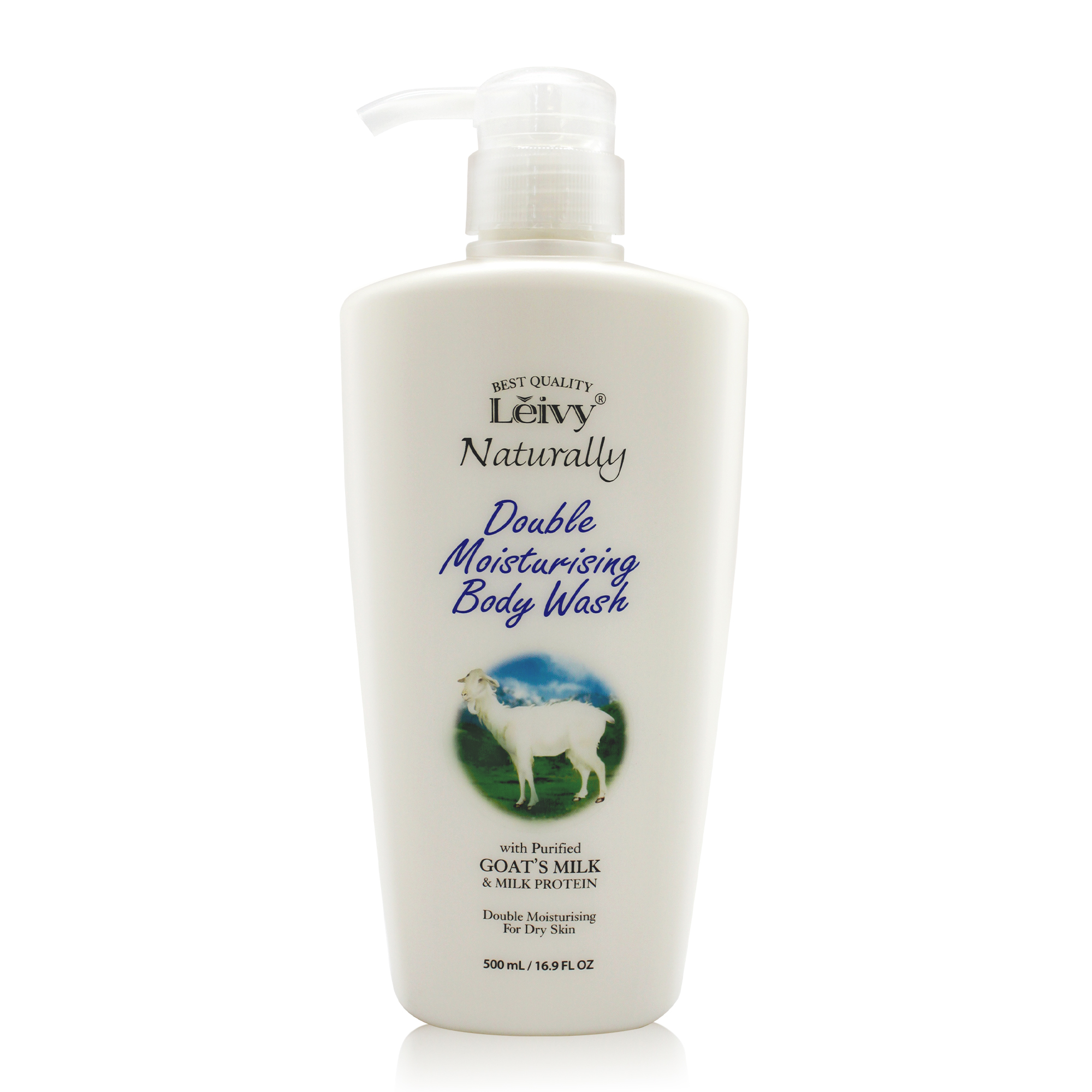 Lěivy Goat Milk Body Wash Moisturizing, for Dry Skin Cleanser, with Hydrolyzed Milk Protein & Vitamin E, 16.9 Fl oz / 500ML