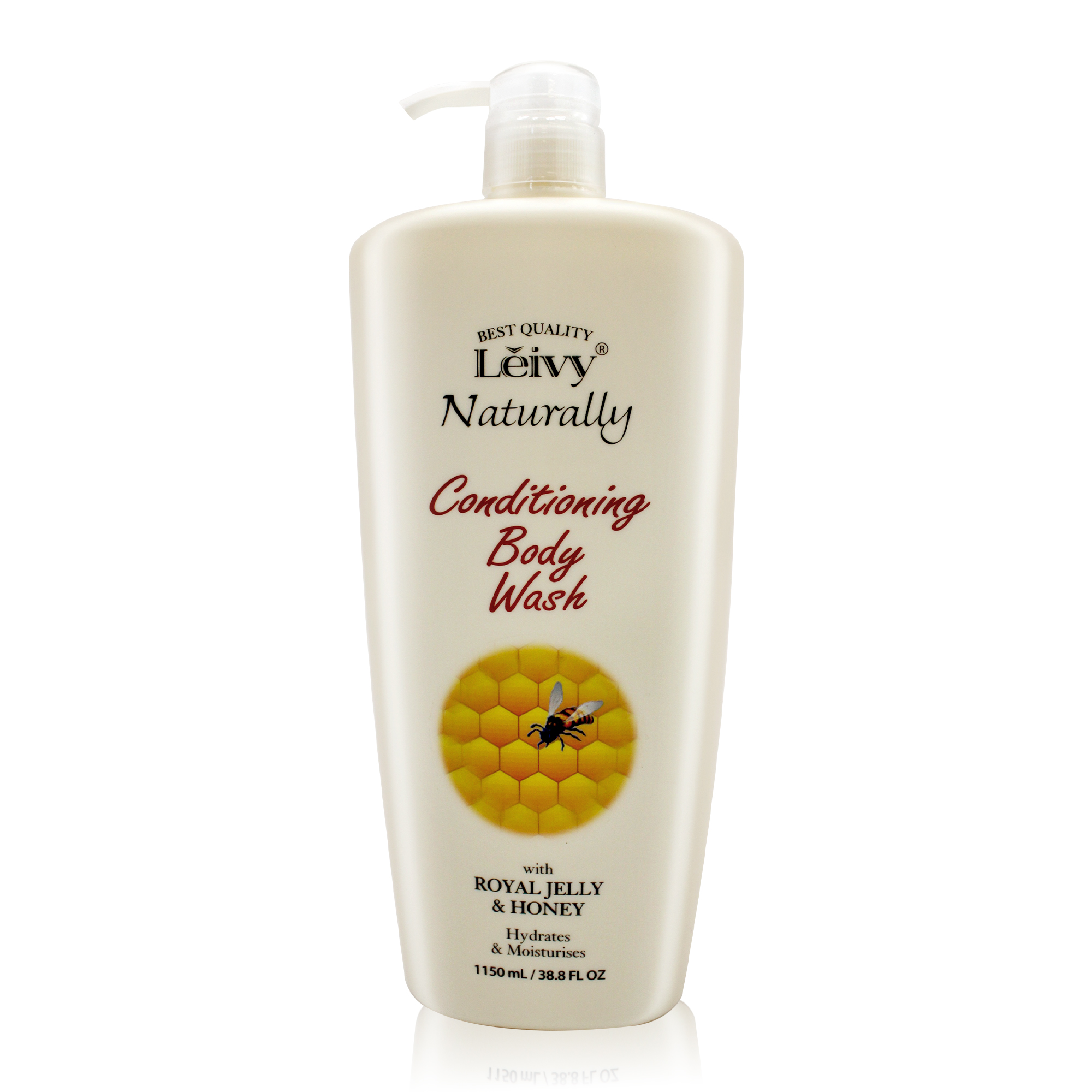 Lěivy Royal Jelly & Honey Body Wash, Hydrating Moisturizing Shower Gel for Dry Skin, with Vitamin E, 38.8 Fl oz / 1150ml