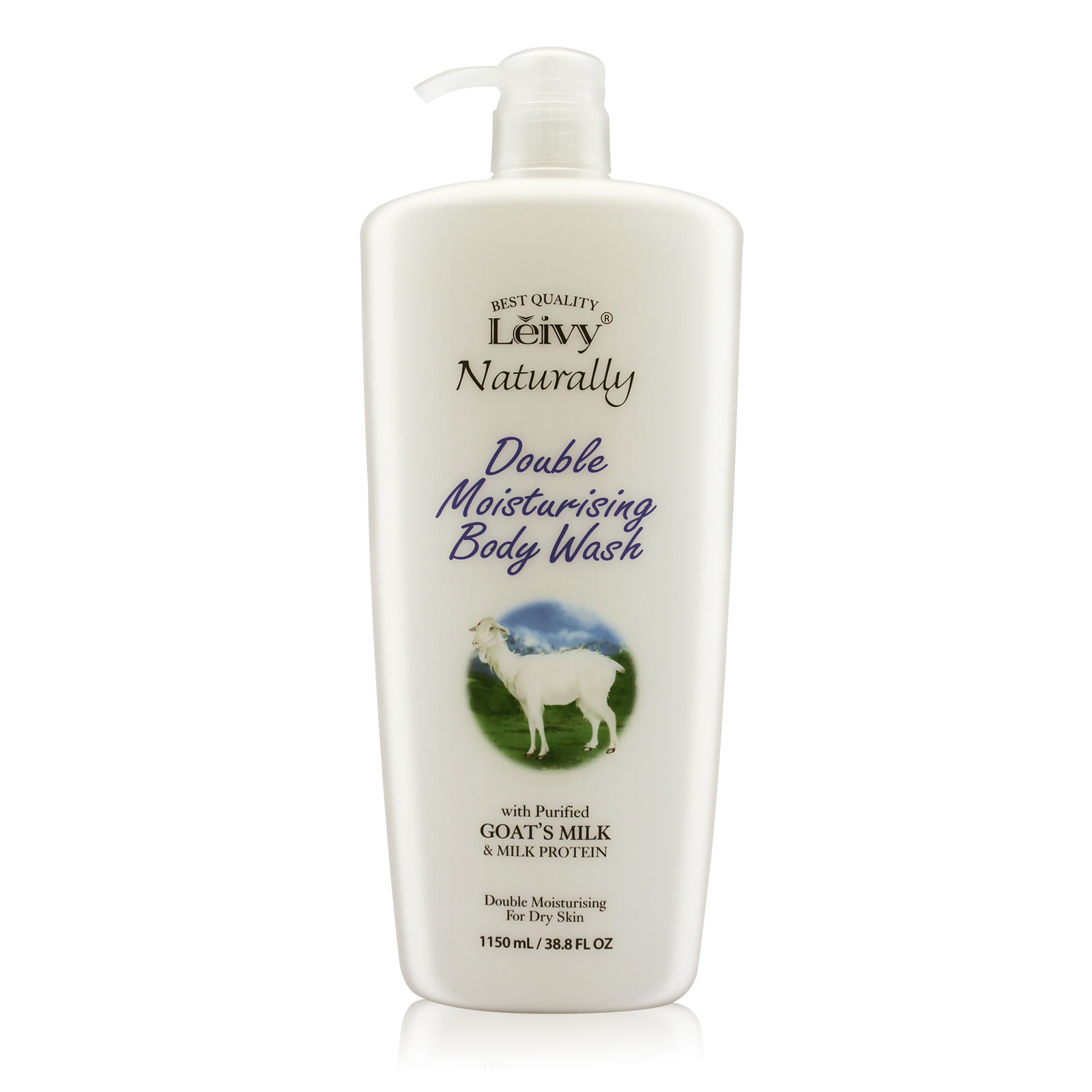 Lěivy Goat Milk Body Wash Moisturizing, for Dry Skin Hydrating, with Hydrolyzed Milk Protein & Vitamin E, 38.8 Fl oz / 1150ml