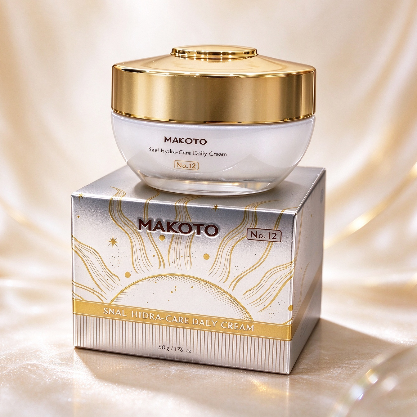 MAKOTO Snail Hydra-care Daily Cream, Radiant & Barrier Repair, 50g / 1.76oz