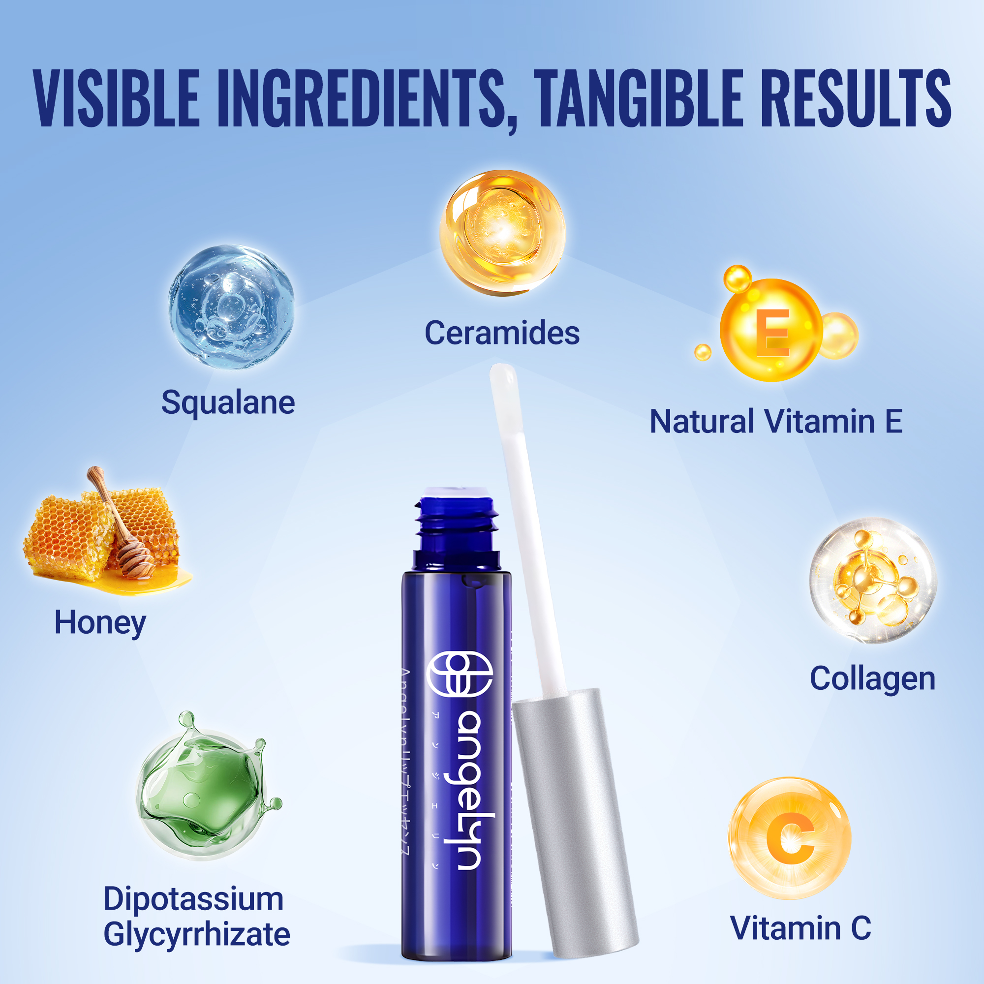 Angelyn Repair Lip Oil – Hydrating & Plumping Clear Lip Serum, Overnight Lip Mask, Moisturizing Lip Balm for Soft, Smooths Lips, with Vitamins C & E