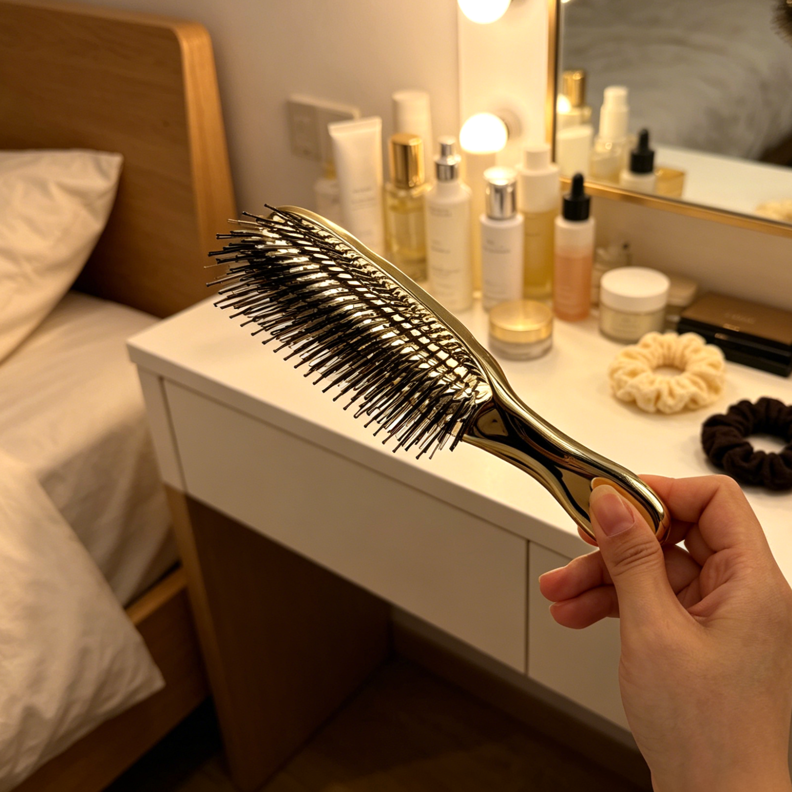 Silky Gleam Comb, Metallic Shiny Gold Finish, for Shampooing & Styling
