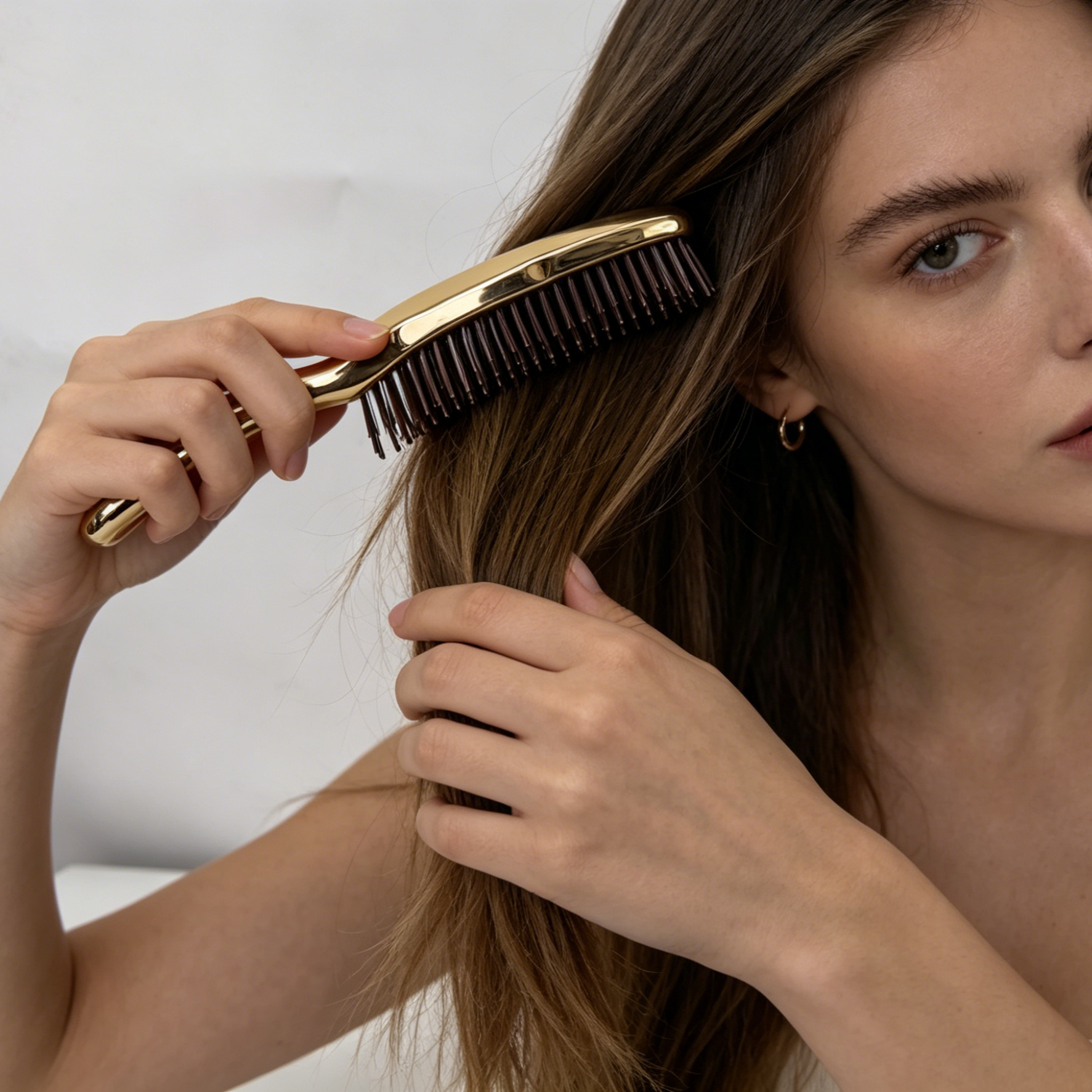 Silky Gleam Comb, Metallic Shiny Gold Finish, for Shampooing & Styling