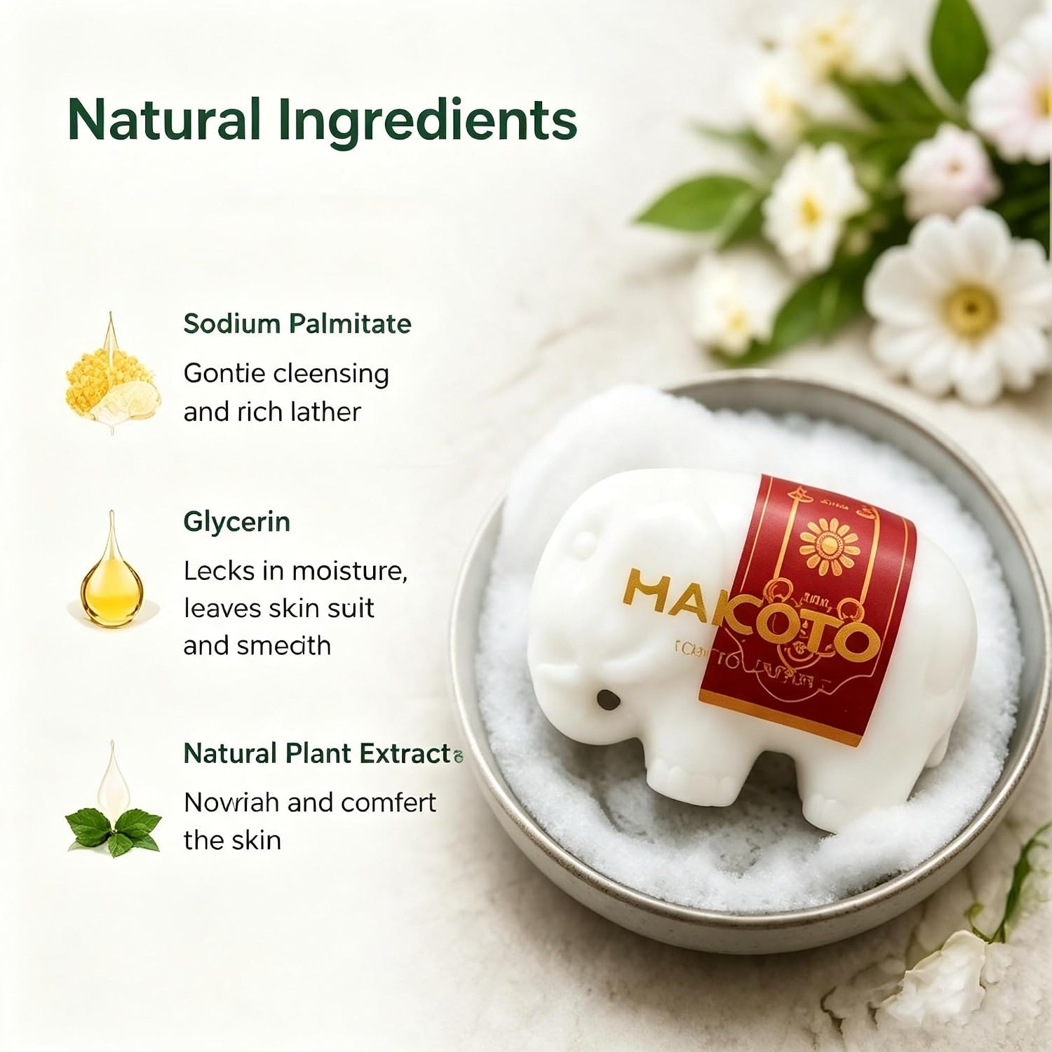 MAKOTO Bath Bar Soap,Body Wash Soap Bulk,Smooth Skin Good Soap,Natural oli Moisturizing Soap, 3.17 oz / 90g