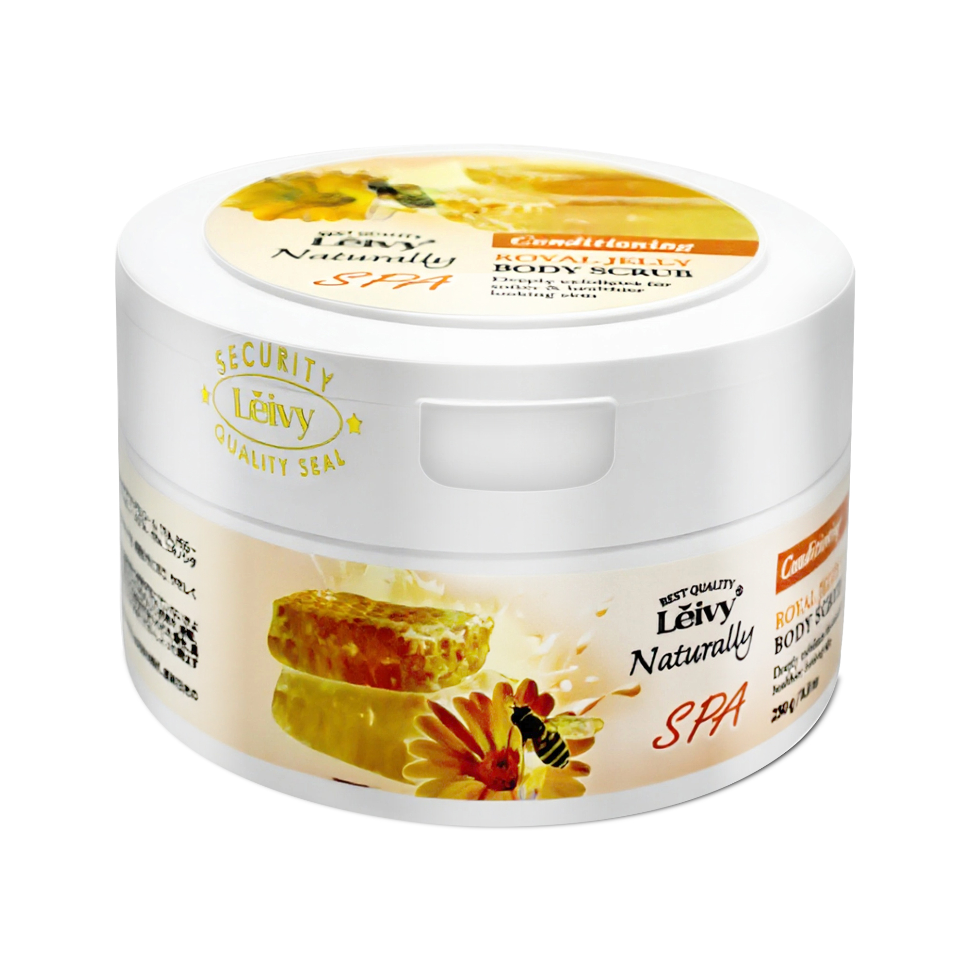 Lěivy Royal Jelly Body Scrub, Exfoliates & Nourishes for Dry Skin, Helps Reduce Chicken Skin Bumps, Deep Cleansing, 8.8 oz / 250g