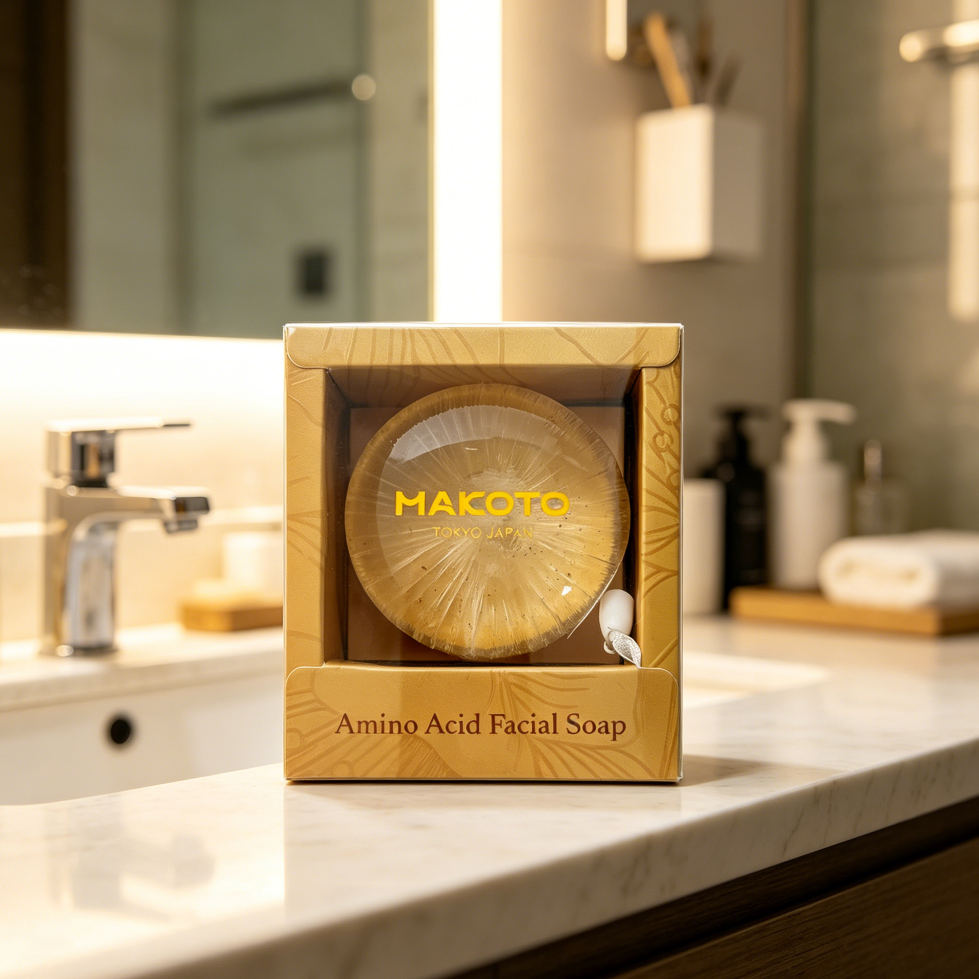 MAKOTO Amino Acid Facial Soap, Nourishing Face Soap Bar, Moisturizing Body Bath Bar Soap, For Dry Sensitive Skin, 3.52 oz